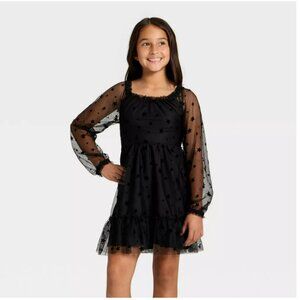 Cat & Jack Black Star Dress Large (10/12)